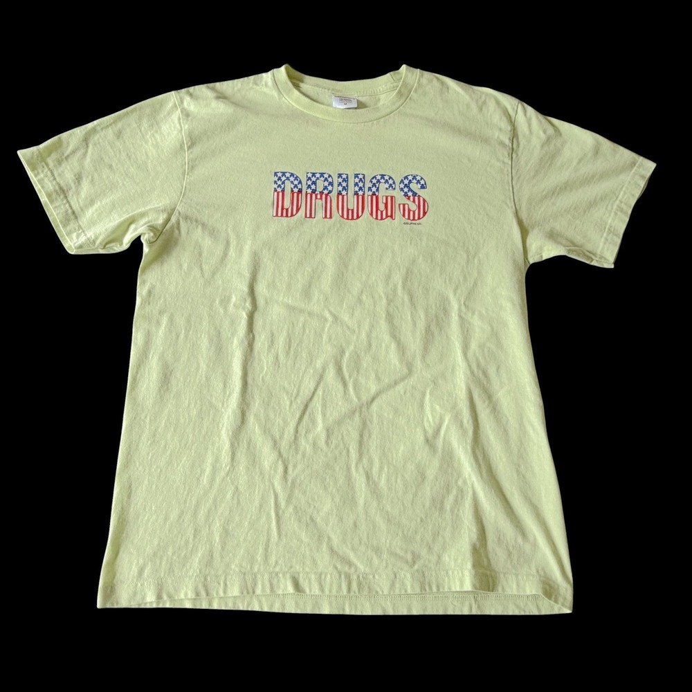 2024 Supreme Drugs Tee Pale Lime Green American Flag T-Shirt Medium